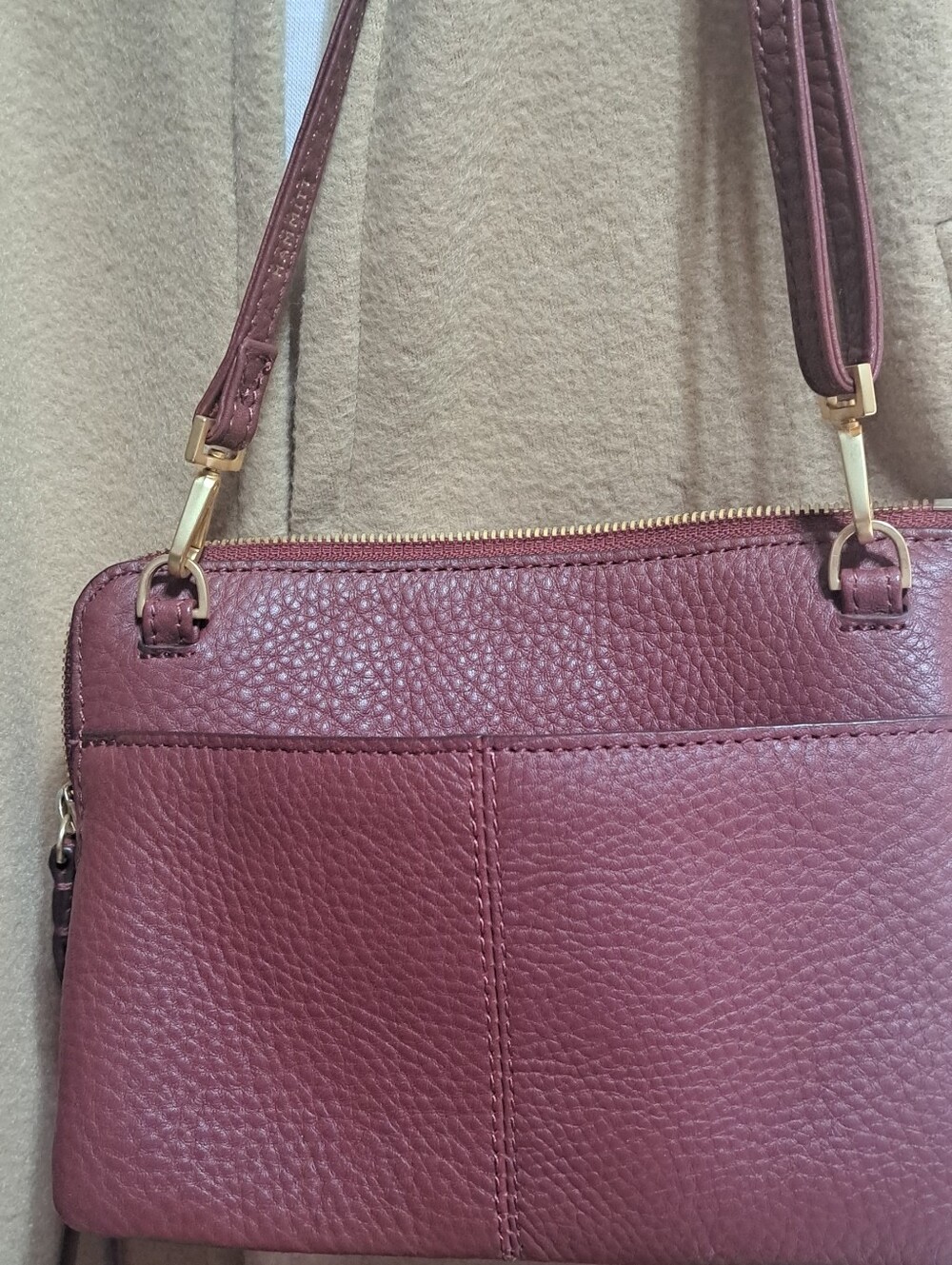 Hammitt Pebbled Leather Crossbody in Plum with Gold Hardware - Picture 3 of 4